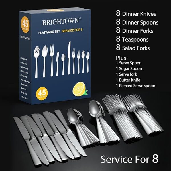 Best deal 11%off 45 Pcs Silverware Set for 8, Durable Stainless Steel Flatware Set Cutlery Utensil Sets with Knives, - Image 2