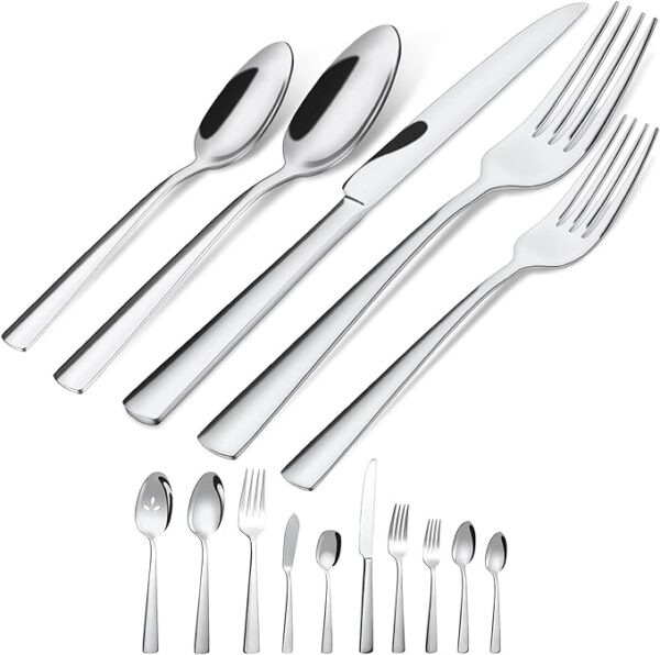Best deal 11%off 45 Pcs Silverware Set for 8, Durable Stainless Steel Flatware Set Cutlery Utensil Sets with Knives,