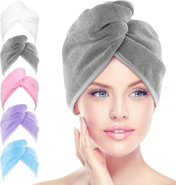 Limited time deals 10%off AIDEA Microfiber Hair Towel Wrap, 5 Pack Hair Turbans