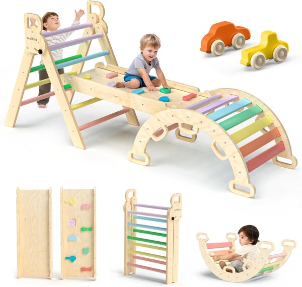 Limited time deals 46%off Baby Climbing Wooden Toys with Arch&Ramp&Ladder Climber